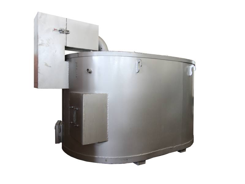 Industrial aluminum melting furnace on the foundry floor